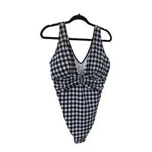 Adore Me Gingham Pattern One Piece Swimsuit Black White Size 2X Woman's